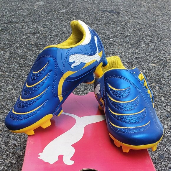 PUMA POWERCAT 3.10 Elektro FG Junir Soccer Cleat Football boot Youth Blue 102381 - Picture 2 of 5